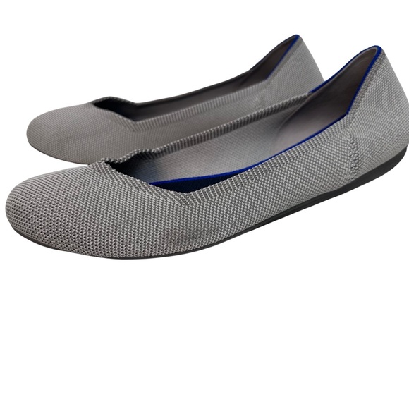Rothy's Birdseye Round Toe Rare Retired Knit Ballet Flats In Flax Gray Size 9 - Picture 5 of 13
